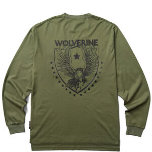 WOLVERINE Mens FireZerO Long Sleeve Tshirt XXL Green Flame Resistant Eagle NWT